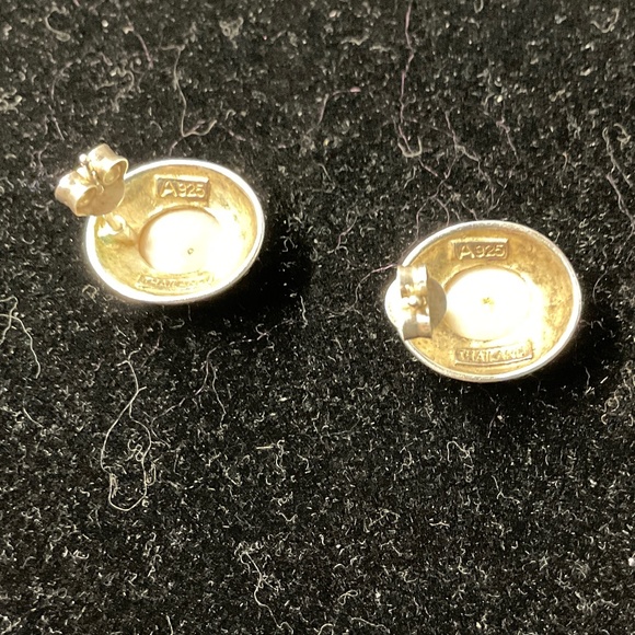 Pink MOP Oval Post Earrings Sterling Silver - Picture 2 of 6